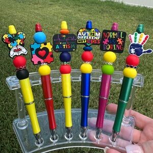 2/$14 Silicone beaded pens - Autism Themed